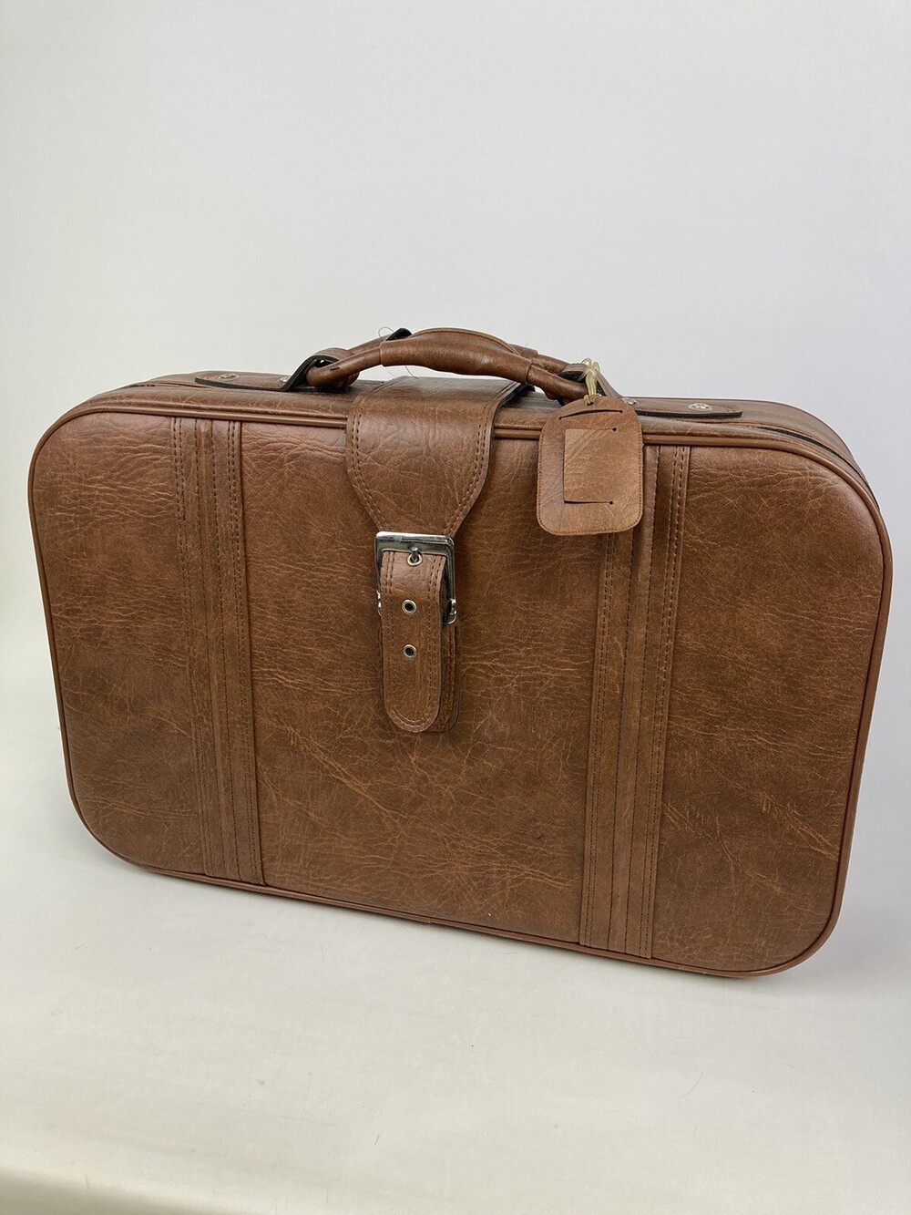 22” Soft Side VTG Faux Leather ARK Luggage Suitcase Brown Tourister Style